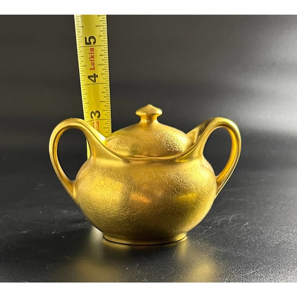 Vintage Osborne Chicago Fine China Sugar Bowl 24 K Gold Plated Etched Signed - Picture 9 of 12